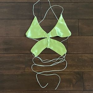 Super tiny handmade green butterfly rave top